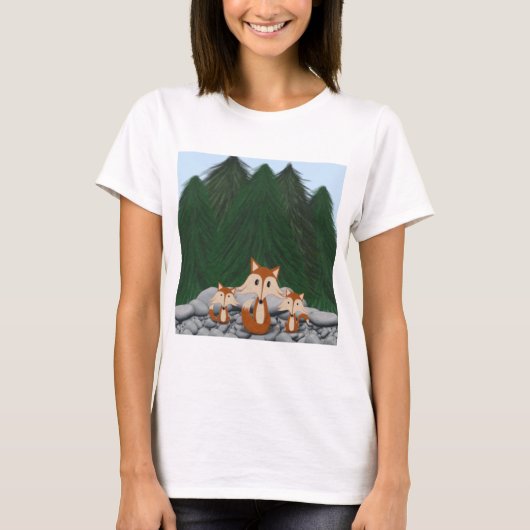 T-shirt Famille adorable de renards (Devant)