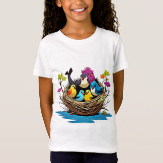 T-Shirt Famille adorable d'oiseaux dans le nid