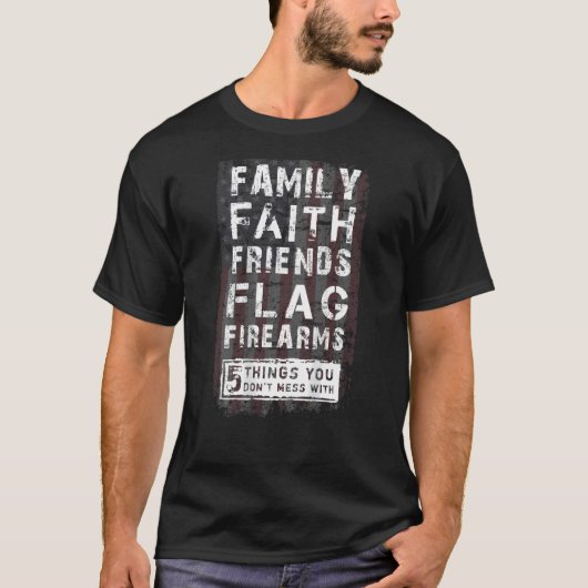T-shirt famille amis foi drapeau armes (Devant)