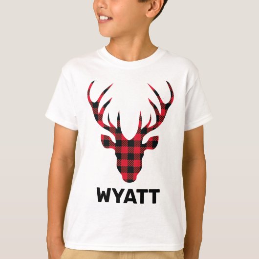 T-shirt Famille Buffalo Plaid Deer Head (Devant)