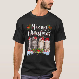 T-shirt Famille Cat Meowy Correspondant Pajamas de Noël Pè