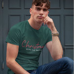 T-shirt Famille Christmas | Stylish Trendy<br><div class="desc">Simple et élégant "Noël avec le ()" citation t-shirt homme dans la typographie moderne minimaliste en rouge,  blanc et vert festif. Le design peut être facilement personnalisable avec votre(s) nom(s) de famille,  année ou votre propre salutation spéciale pour des vibes de vacances super mignonnes sur mesure!</div>