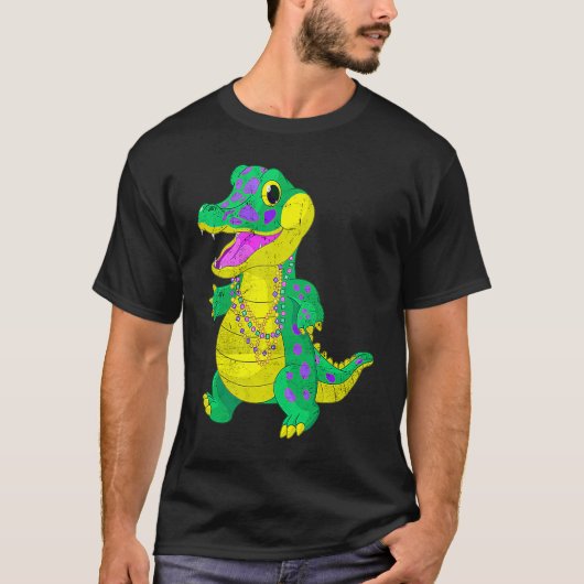 T-shirt Famille Correspondant Madri Gras Alligator Festiva (Devant)