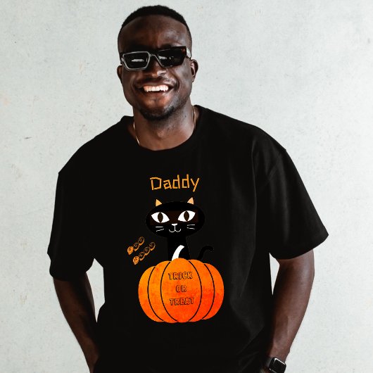 T-shirt Famille Correspondante Chat Cute Noir & Orange Hal