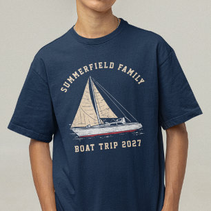 T-shirt Famille Correspondante Nautique Personnalisée Bate