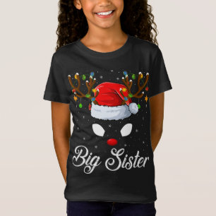 T-Shirt Famille Correspondante Santa Chapeau Grande Soeur 