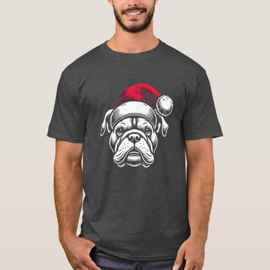 T-shirt Famille de bulldog de Noël (Devant)