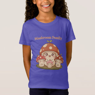 T-Shirt Famille de Champignons Mignons Cottagecore Kawai
