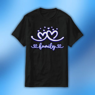 T-shirt Famille de coeur simple en bleu   Valeur masculine