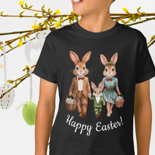 T-shirt Famille de lapins de Pâques à la chasse aux œufs