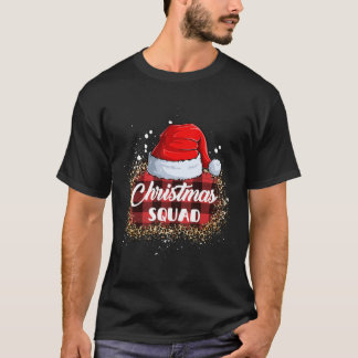 T-shirt Famille de l'Escadron de Noël Santa Hat Leopard Bu
