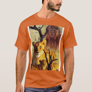T-shirt Famille de Lion dans collage de savane