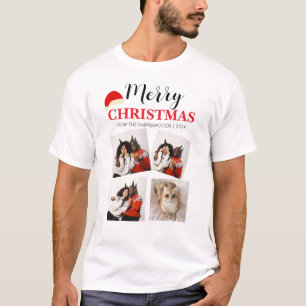 T-shirt Famille de Noël élégante moderne 4 photos simple