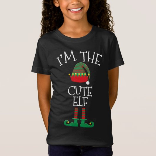 T-Shirt Famille de Noël Je suis le mignon elfe (Devant)