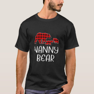 T-shirt Famille de Noël Rouge Plaid Nanny Bear