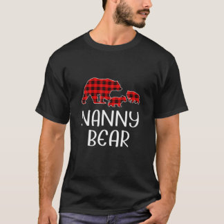 T-shirt Famille de Noël Rouge Plaid Nanny Bear
