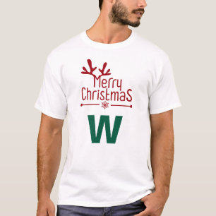 T-shirt Famille de Noël simple et élégant Nom monographiqu