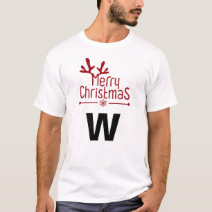 T-shirt Famille de Noël simple et élégant Nom monographiqu