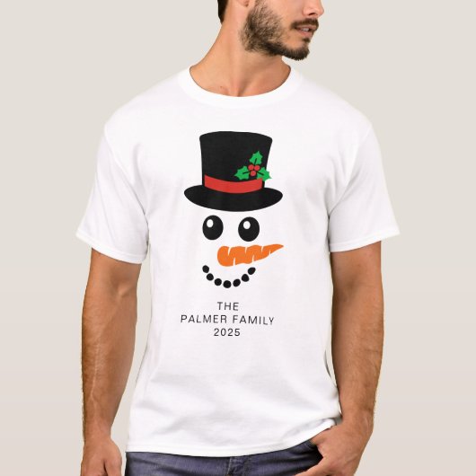 T-shirt Famille de Noël Snowman simple et élégant (Devant)