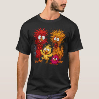 T-shirt Famille de poulet drôle dessin animé de poulet fou