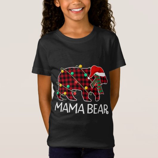 T-Shirt Famille de pyjama de jumelage de l'ours rouge (Devant)