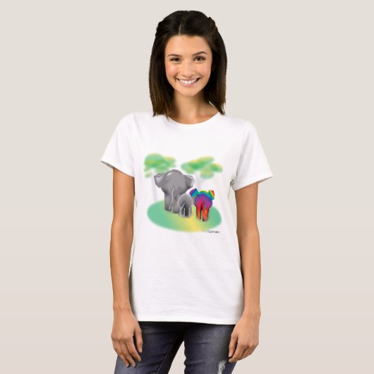 T-shirt Famille d'éléphants LGBTQ - "Chaque famille en a u (Devant entier)