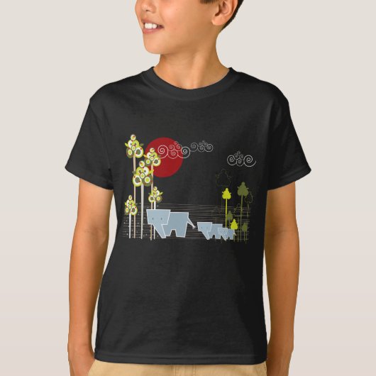 T-shirt Famille D'Éléphants Whimsical Dans La Forêt Et Le (Devant)