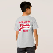 T-shirt Famille d'équipe moderne rétro assorti rouge blanc (Dos entier)