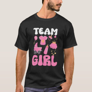 T-shirt Famille Drôle Genre Reveillez Équipe Fille Rose