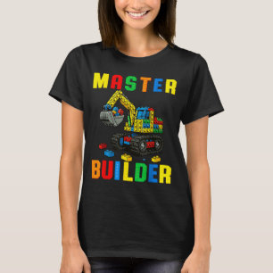 T-shirt Famille Drôle Maître Constructeur Briques Blocs de