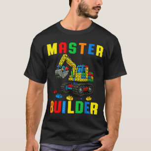 T-shirt Famille Drôle Maître Constructeur Briques Blocs de