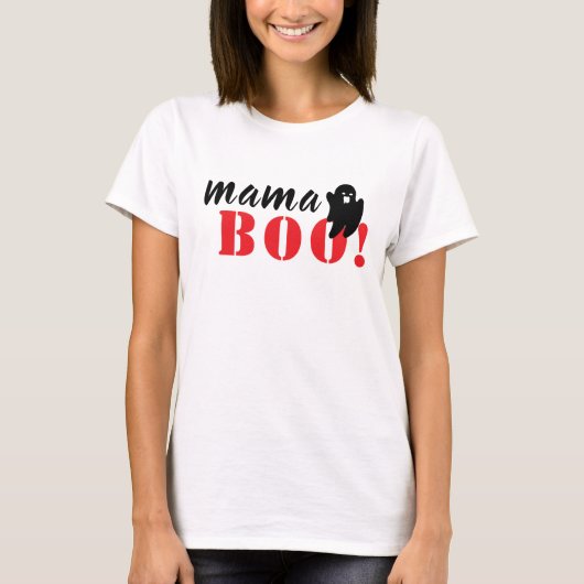 T-shirt famille éffrayant Mama Boo Black Halloween (Devant)