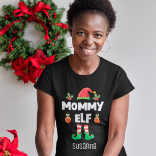 T-shirt Famille elfe maman assortie nom de la tenue de noë
