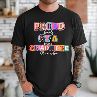 T-shirt Famille fière d'un diplômé Photo personnalisée Rem