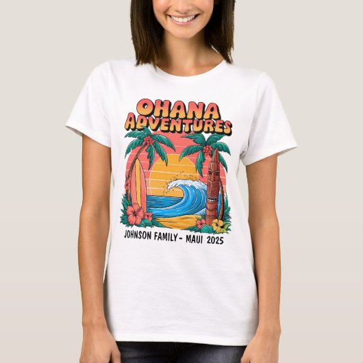 T-shirt famille hawaïenne personnalisable (Devant)