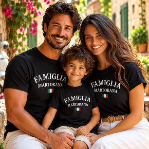 T-shirt Famille Italienne Personnalisée Réunion Noir