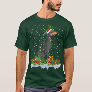 T-shirt Famille Matching Xmas Lighting Père Noël Doberman 