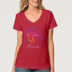 T-shirt Famille Monogramme De Noël Cute Personnalisée Avec