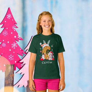 T-shirt Famille Monogramme Gingerbread Girl de Noël