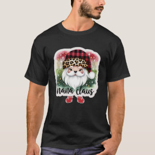 T-shirt Famille Noël Nana Claus Leopard Buffalo Plaid