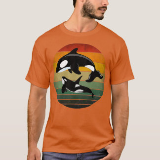 T-shirt Famille Orca Vintage Art Retro Killer Whale Famill