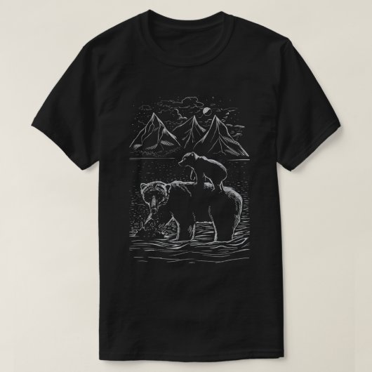 T-shirt Famille Ours Dessin Faune (Design devant)