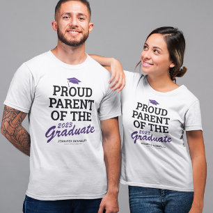 T-shirt Famille Parente Fière Diplômé Noir pourpre