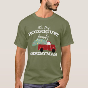 T-shirt Famille personnalisée Camion rouge de Noël et arbr