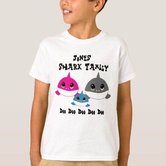 T-shirt Famille personnalisée de requin de bébé (Devant)