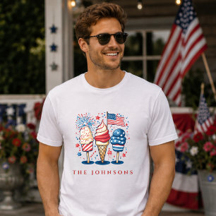T-shirt Famille Personnalisée Popsicle Patriotique Moderne