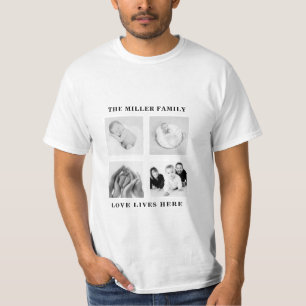 T-shirt famille quatre photo collage script monogramme