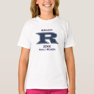 T-shirt Famille Réunion Nom Lettre R Monogram Blue