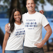 T-shirt Famille Réunion Nom personnalisé Date Lieu Blue Fu