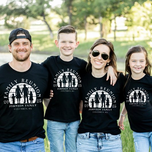 T-shirt Famille Réunion Tenue Mains Rétro Soleil Noir